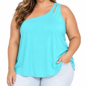 Torrid Blue One Shoulder Cutout Tank Top Size 3 Plus Size NWT